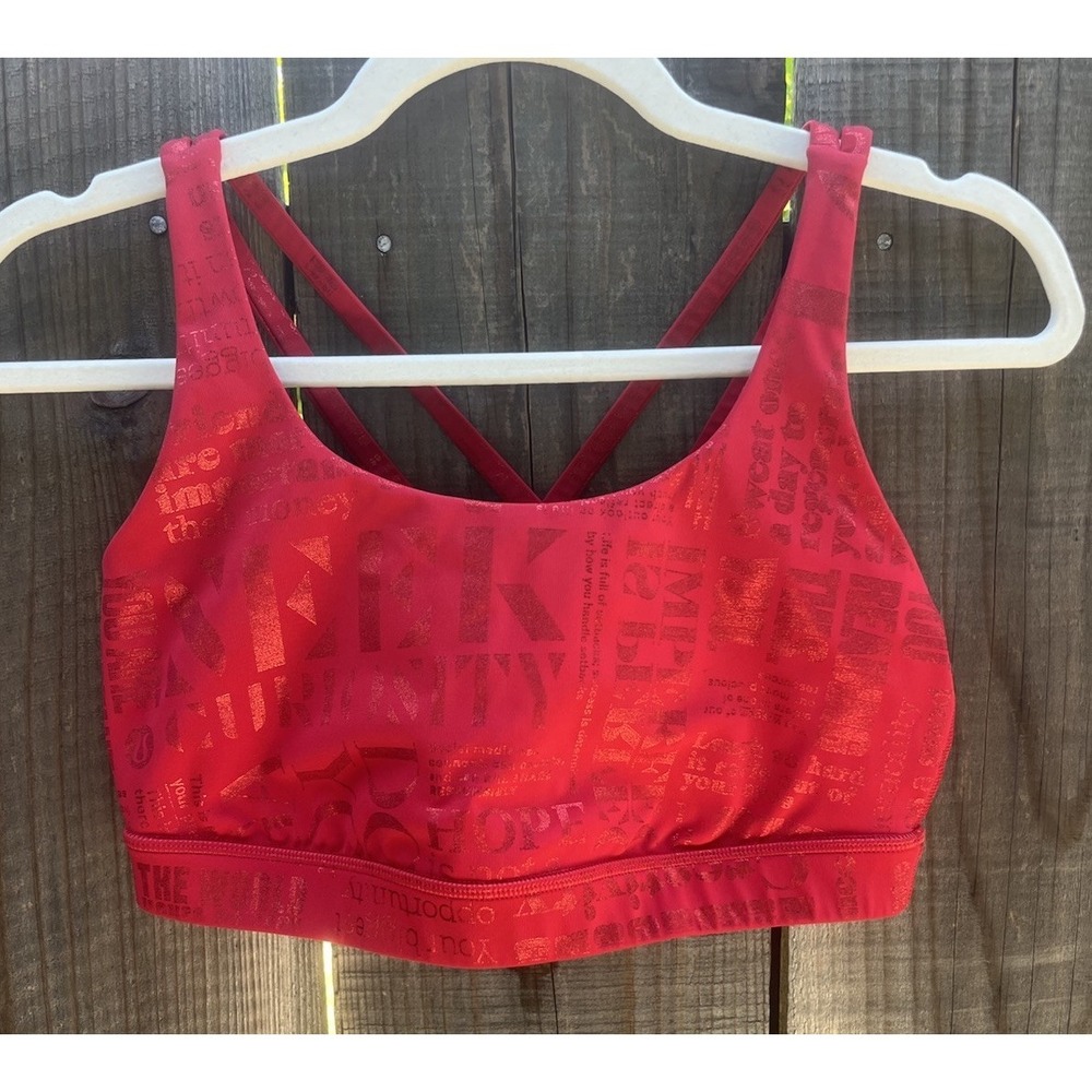 Lululemon Energy Sports Bra Sz 8 Strappy Back B/C Cup Red Run Active EUC
